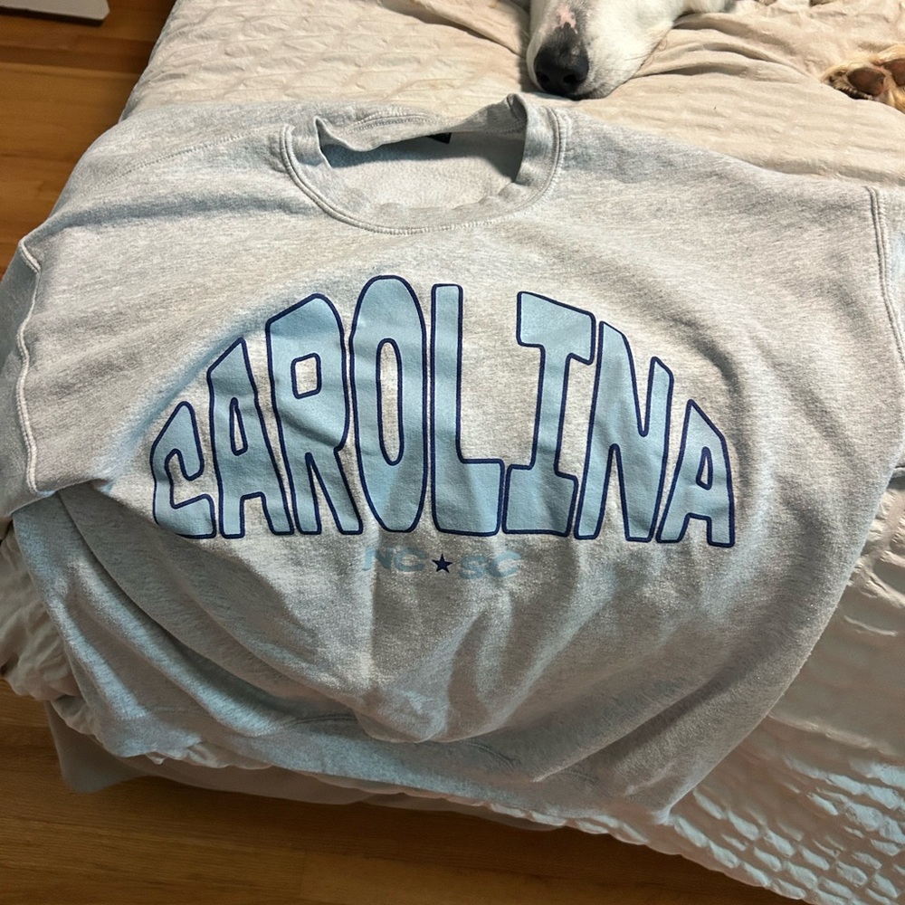 Carolina Graphic Sweatshirt - Light Gray with Blue Lettering